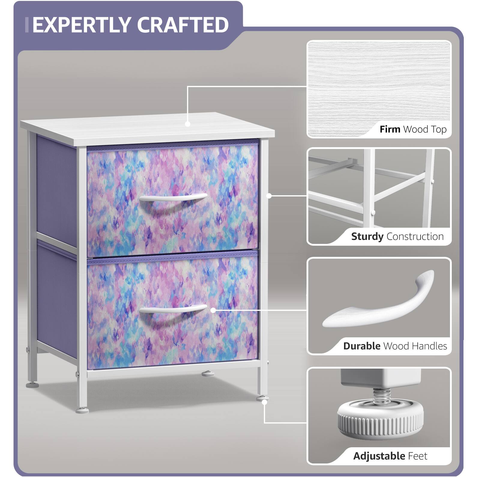 EXPERTLY CRAFTED

- Firm Wood Top
- Sturdy Construction
- Durable Wood Handles
- Adjustable Feet