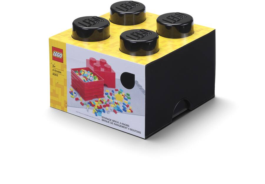 Room Copenhagen LEGO Stackable Storage Brick with 4 Knobs, Black ...
