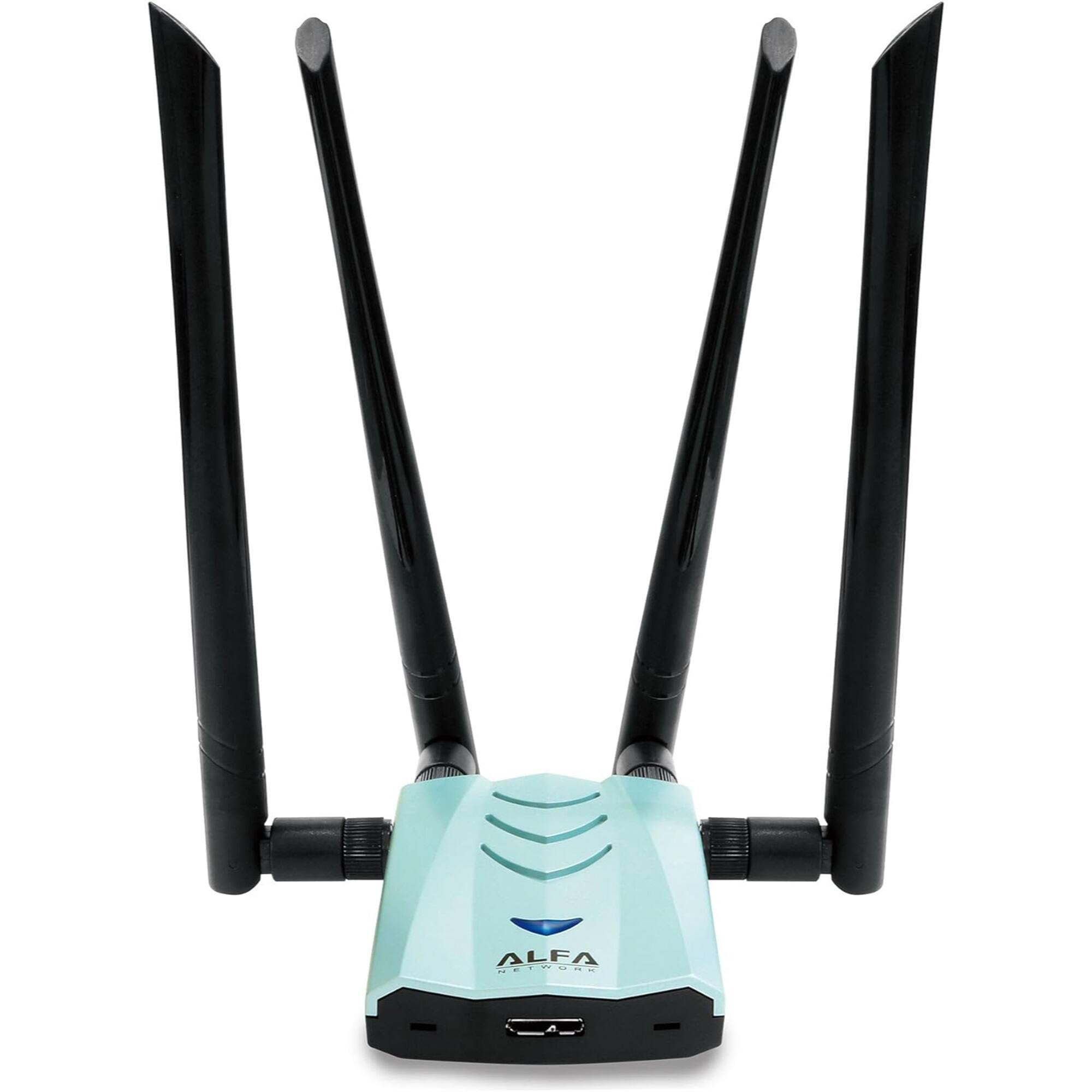 Alfa - AC1900 Dual Band USB WiFi Adapter, 1900 Mbps, 4x Antennas, TAA Compliant - Black