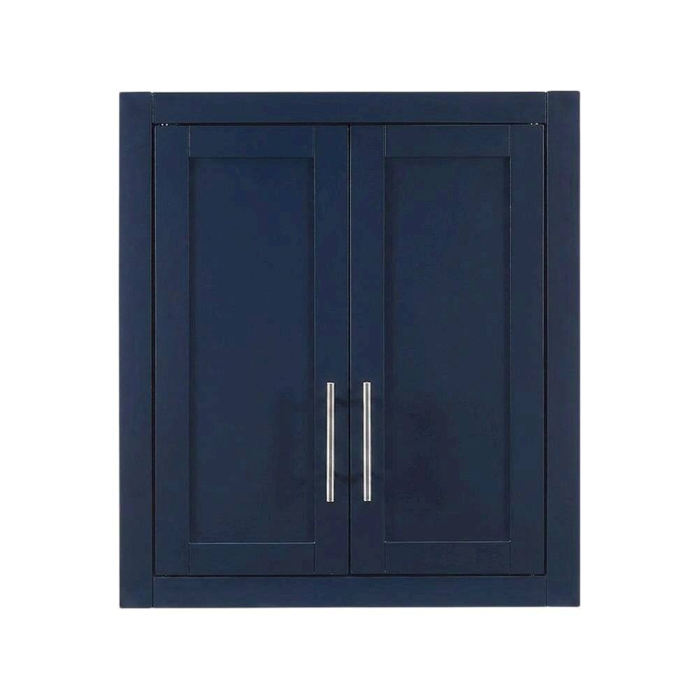Alt View 1. FurniFact - Wall Storage Cabinet in Stylish Finish for Versatile Organization - Navy.