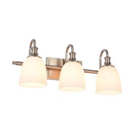 Earthley Blooms - Bathroom Vanity Light Fixtures Vintage Aged Brass Lights Wall Sconce Lighting With Opal Glass Shade Porch M - Brushed Nickel 3-Light