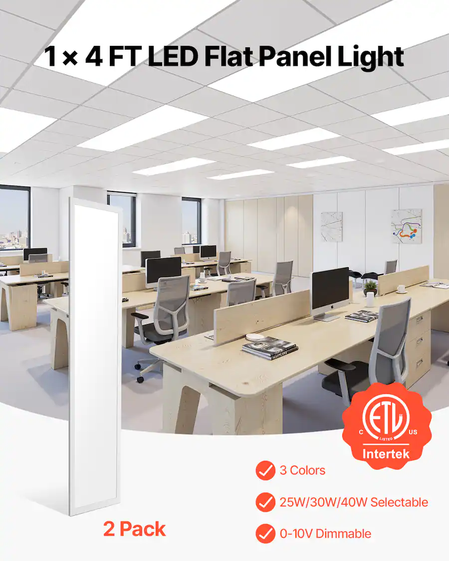 VEVOR 1x4 FT LED Flat Panel Light, 5700 LM, Flush Mount LED Drop ...