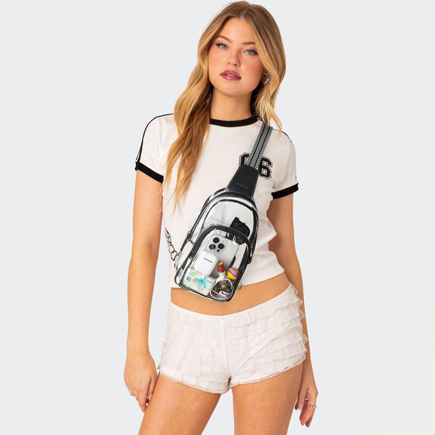 Left. Live At Space - Clear Bag For Stadium Events Purse Women Crossbody Transparent Concerts Sports [CLEAR BAG STADIUM APPROVED] This clear - Black-2.