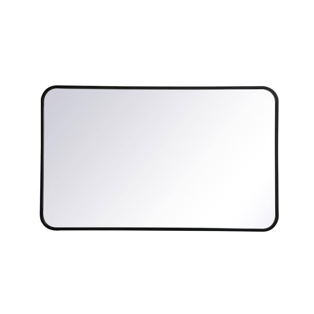 Back. Elegant Decor - Soft corner metal rectangular mirror 22x36 inch in Black - Black.