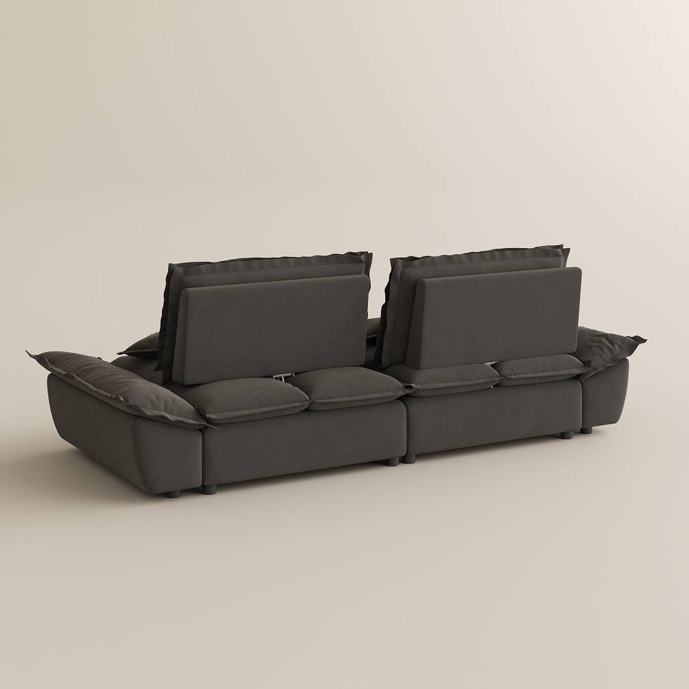 Alt View 10. POVISON - 104.33" Sailboat Deep Sofa Stain Resistant Cozy Couch with Adjustable Backrest - Gray Suede Fabric.