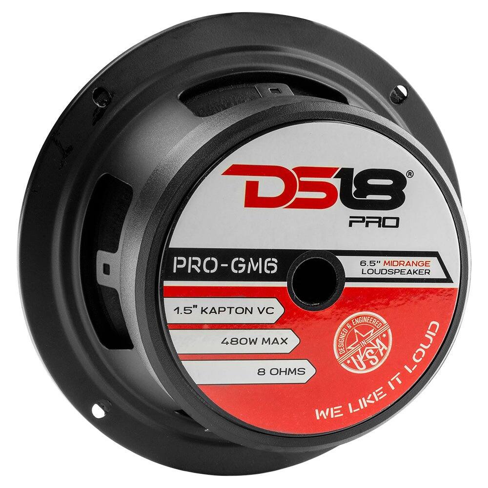D518 PRO  
PRO-GM6 6.5" MIDRANGE LOUDSPEAKER  
1.5" KAPTON VC & ENGINEERED  
480W MAX  
8 OHMS  
WE LIKE IT LOUD