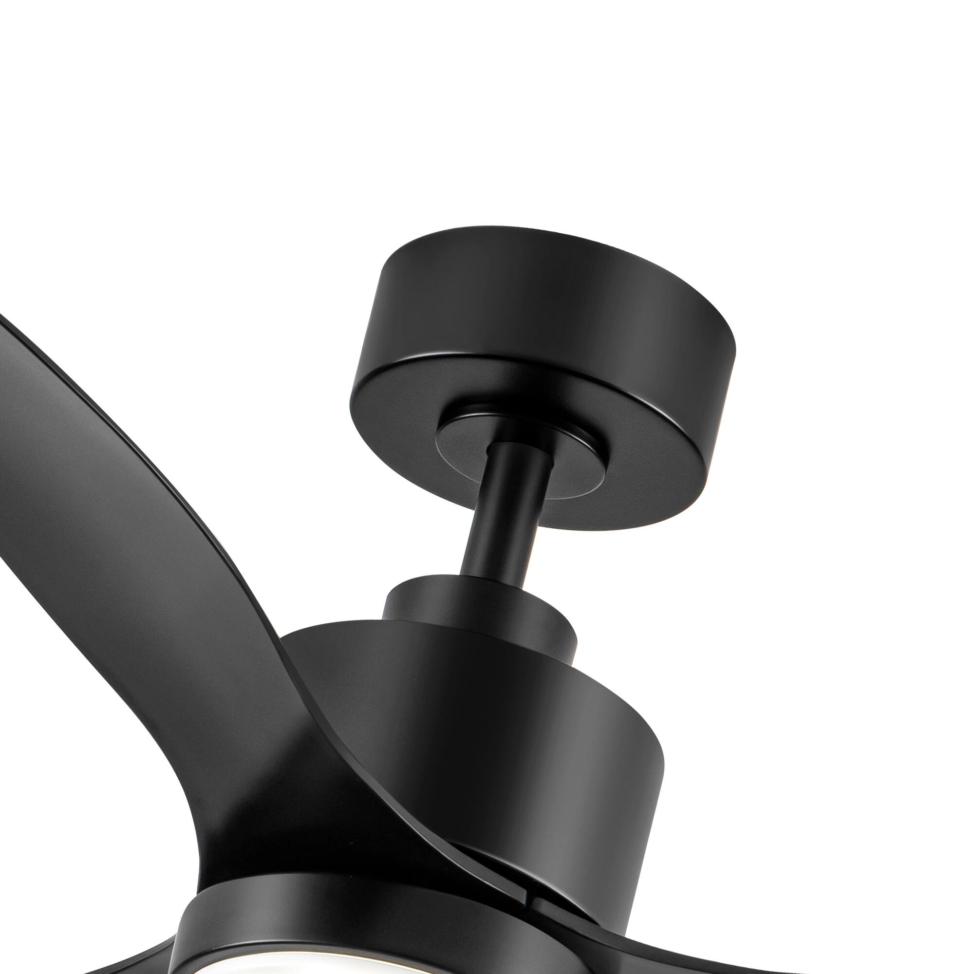 Alt View 6. Breezary - 42" Modern Indoor Ceiling Fan, 3 ABS Blades, 6-Speed DC Motor, Remote Control, Timer, 5'' Downrod, Light/No Light Option - Black (With Light).