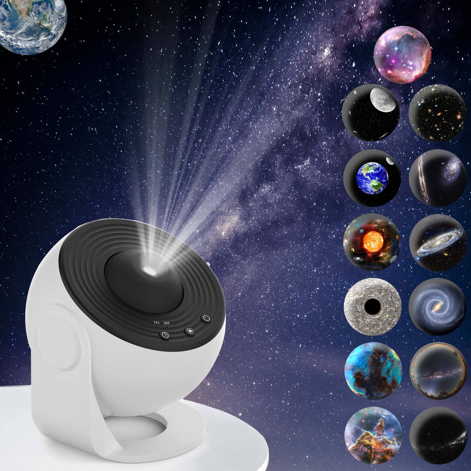 Front. Reds Spade - Galaxy Projector Planetarium Star Projector Realistic Starry Sky Night Light Solar System Constellation - White.