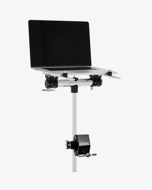 Alt View 1. Gibraltar Hardware - Laptop Mount with Multi-clamp, Electronic Mounting Station with 16.5" Mounting Arms for Small Mixer or Gear Clamps.