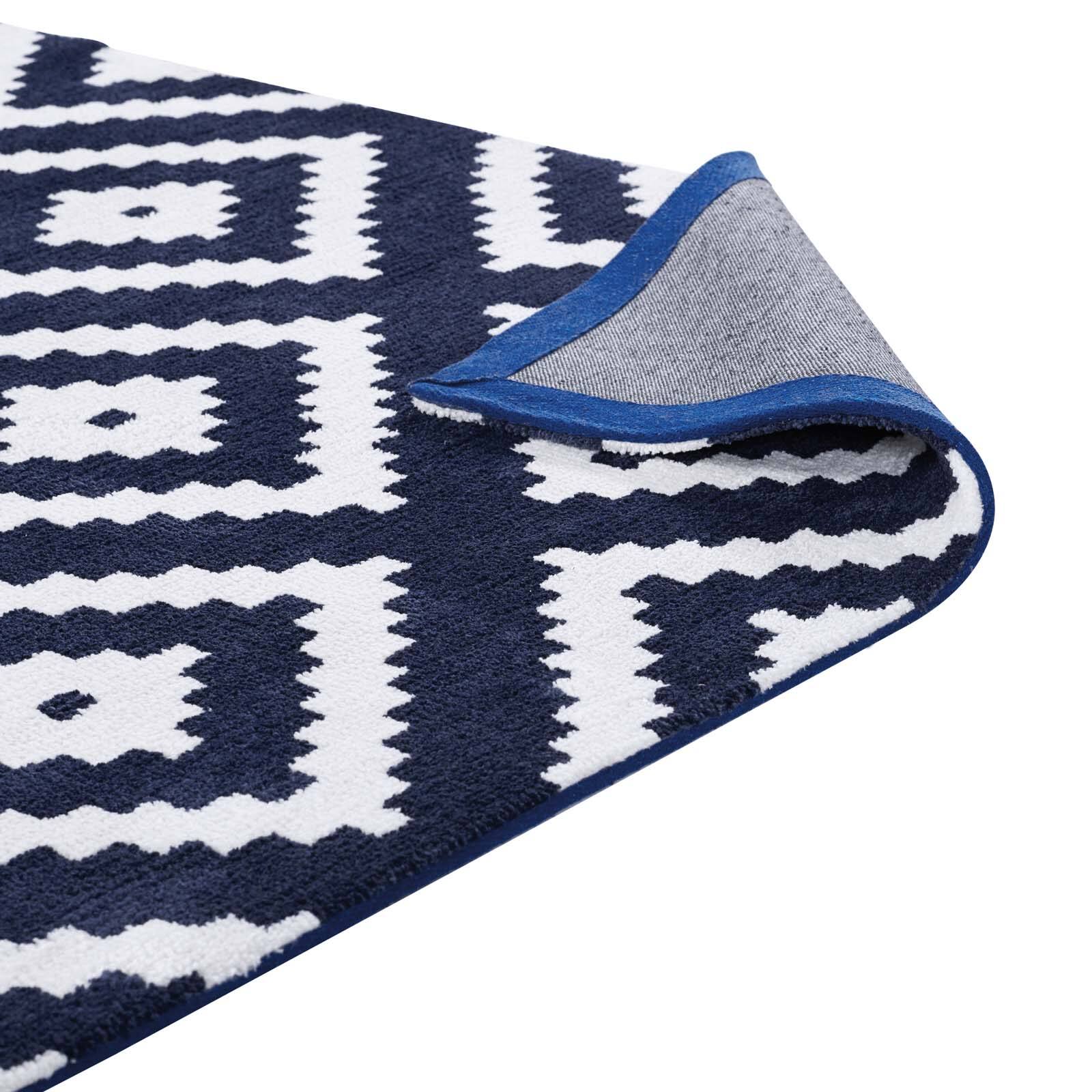 Alt View 2. Modway - Alika Abstract Diamond Trellis Area Rug - Ivory and Navy.