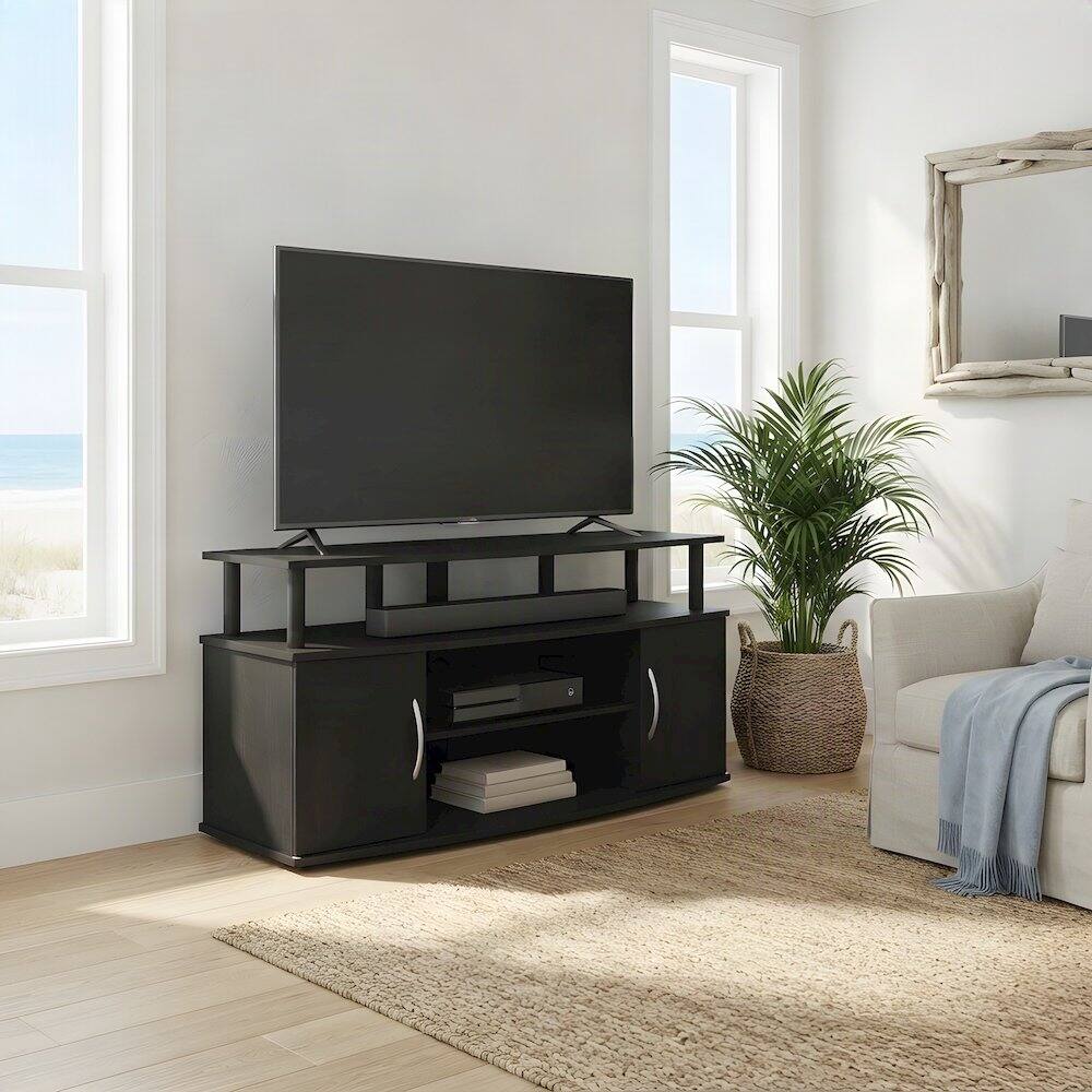 Left. FurniFact - Darkwood Large Entertainment Center for TVs up to 55 inches with Storage - Darkwood.