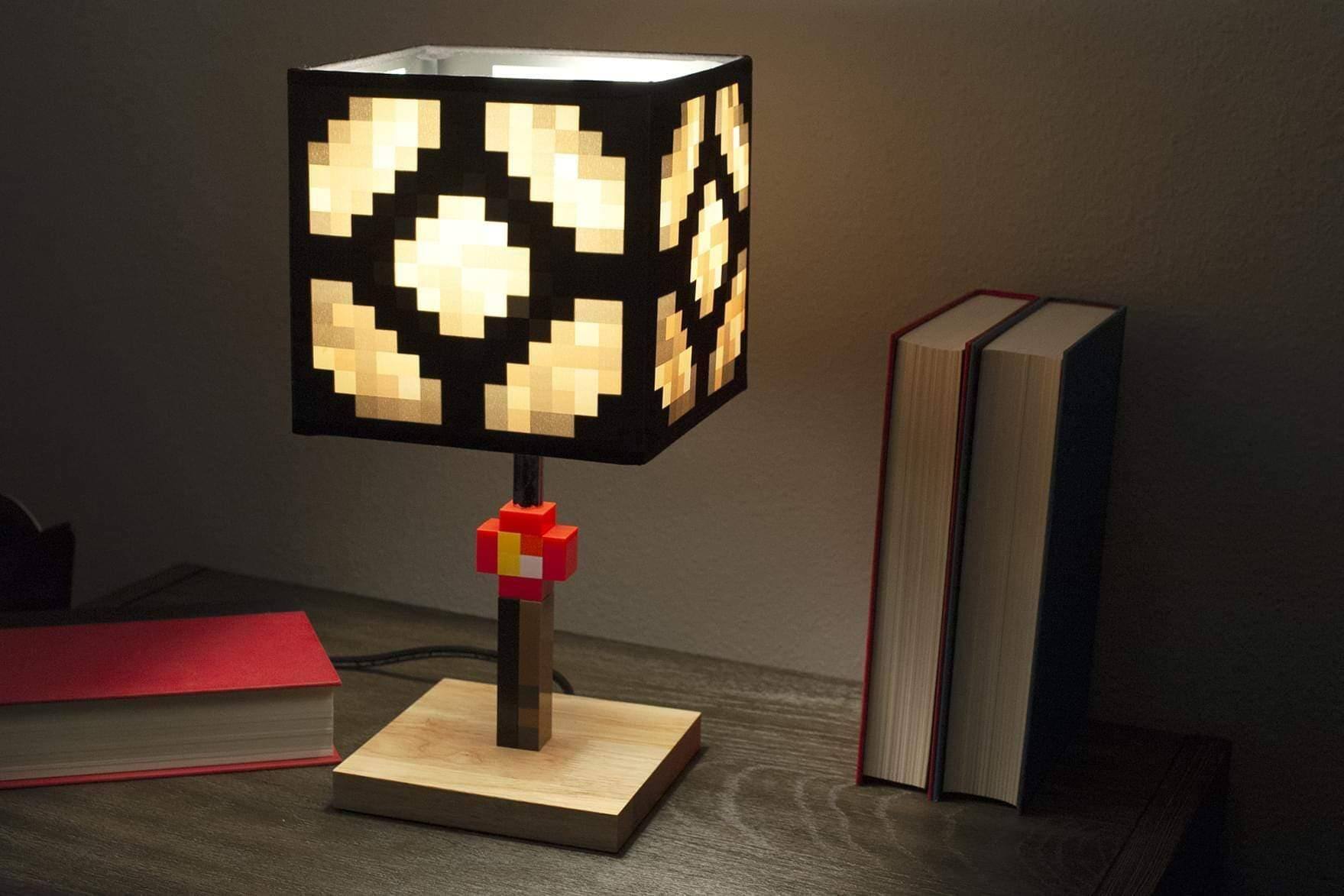 Alt View 4. Ukonic - Minecraft Glowstone 14 Inch Corded Desk LED Bedside Night Light Lamp for Gamers - Brown.