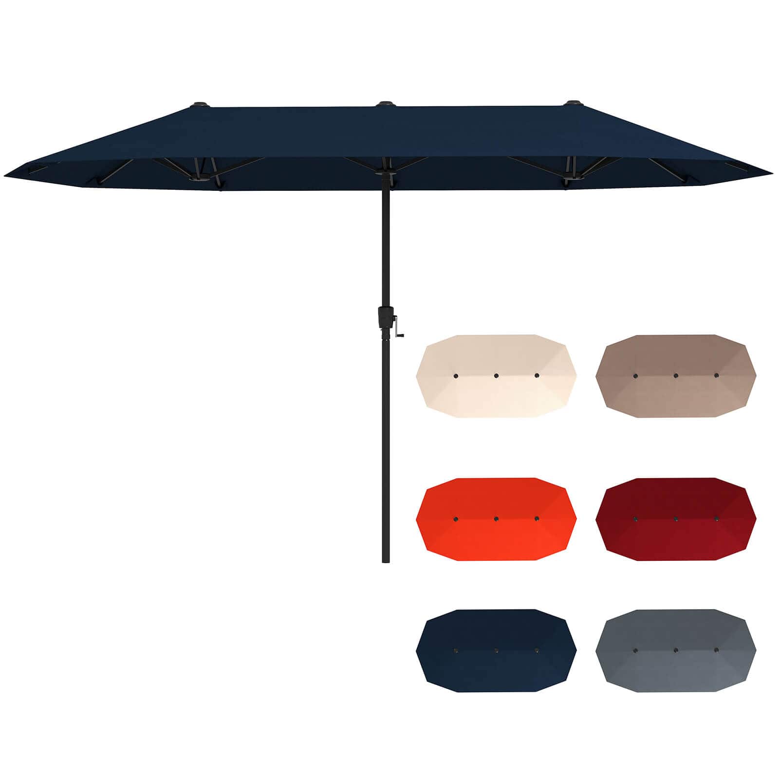 Costway - 13 FT Large Patio Umbrella Outdoor Double-Sided Table Market Umbrella for Garden - Navy