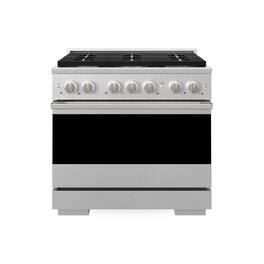 ZLINE - 36 in. 5.2 cu. ft. Marino Dual Fuel Freestanding Range with Gas Cooktop and 6 Brass Burners in Satin Stainless Steel - Satin Stainless Steel