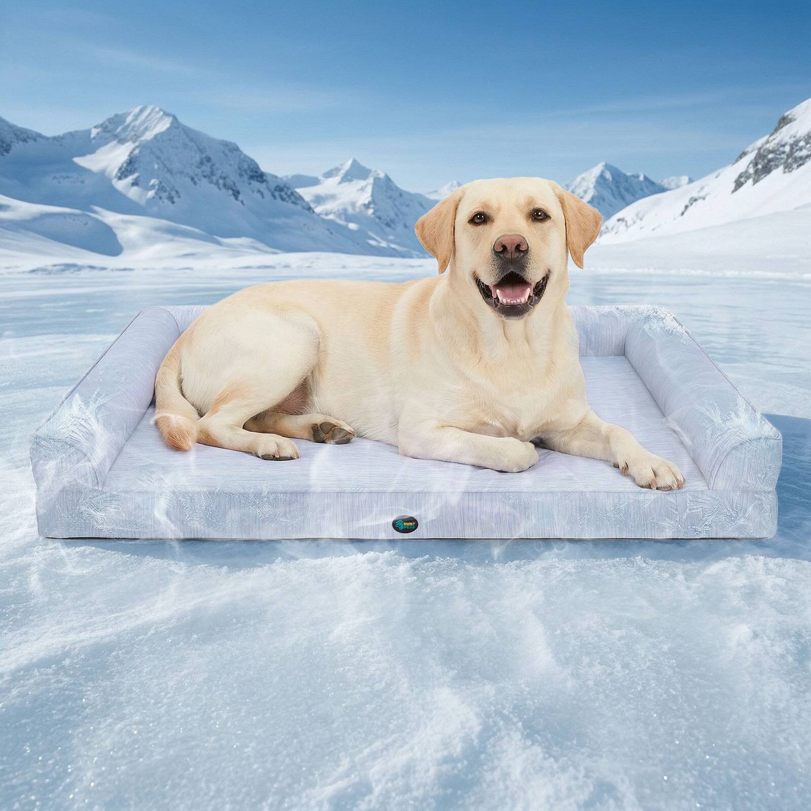 Alt View 1. Ownpets - Cooling Orthopedic Dog Bed with Removable Washable Cover for Large Dogs - Blue Gray.