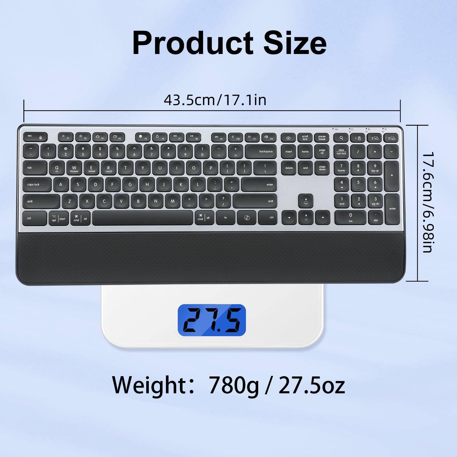 Product Size  
43.5cm / 17.1in  
17.6cm / 6.98in  

Weight: 780g / 27.5oz