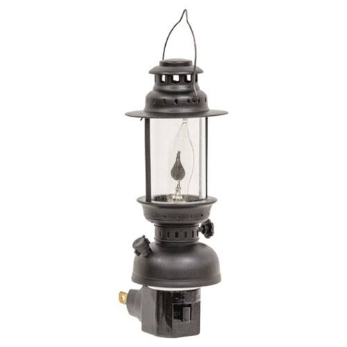 Front. BreeBe - Black Lantern Plug-In Nightlight w/1 W Flicker Bulb - Black.
