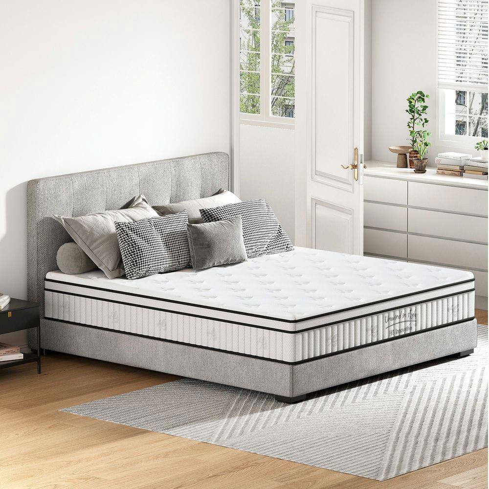 Alt View 4. Kadyn - Mattress, 12 Inch Hybrid Mattress, Individual Pocket Spring Bed Mattress, Medium Firm Mattress - White.
