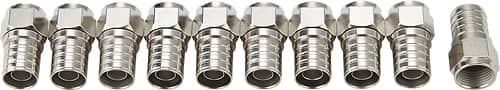 Front. Dynex™ - RG6 Coaxial Cable Crimp Connectors (10-Pack) - Silver.