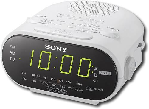 Angle Standard. Sony - AM/FM Clock Radio with Automatic Time Set - White.