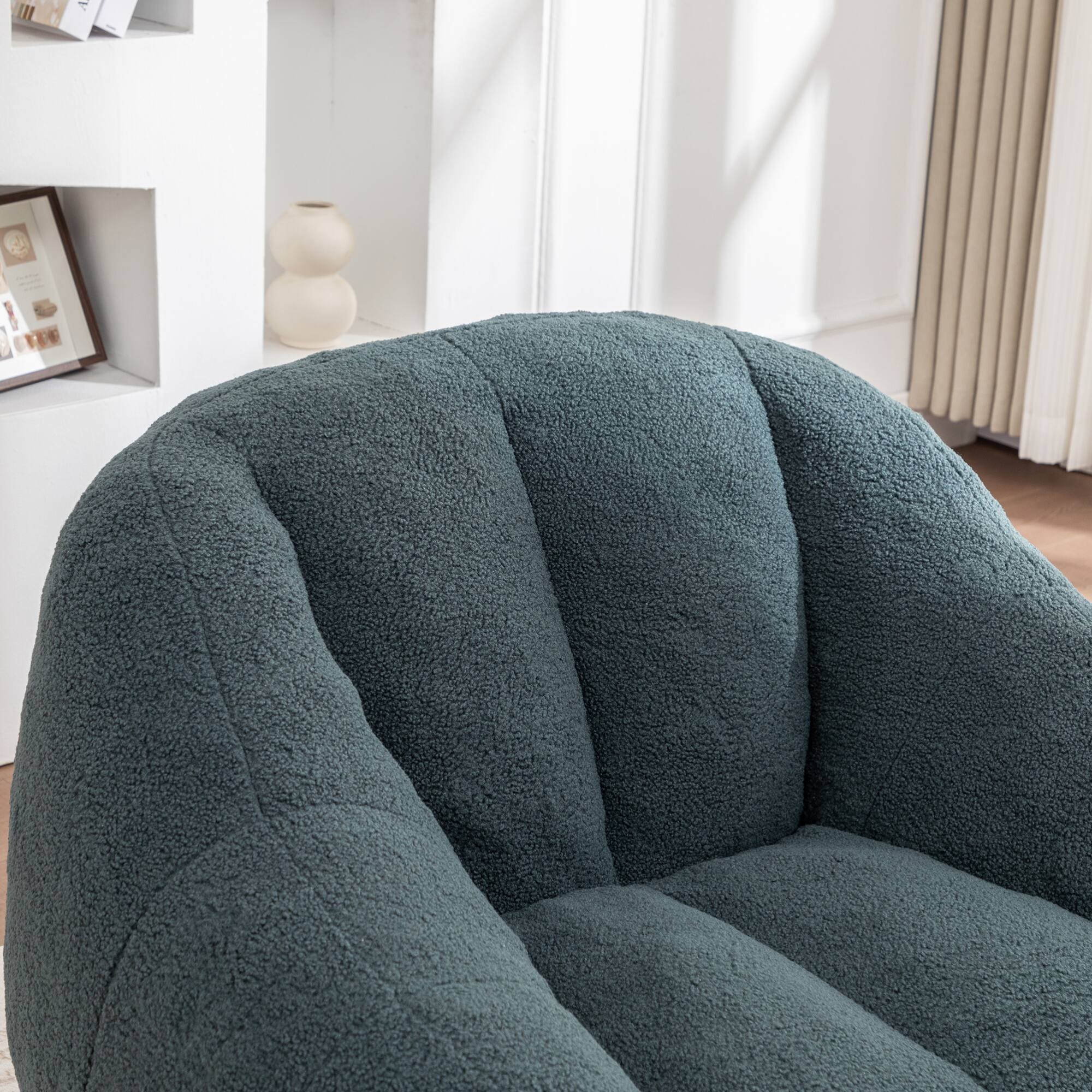 Alt View 6. GOODSILO - Large Faux Fur Bean Bag Chair with Memory Foam Filling for Ultimate Comfort and Support - Green.