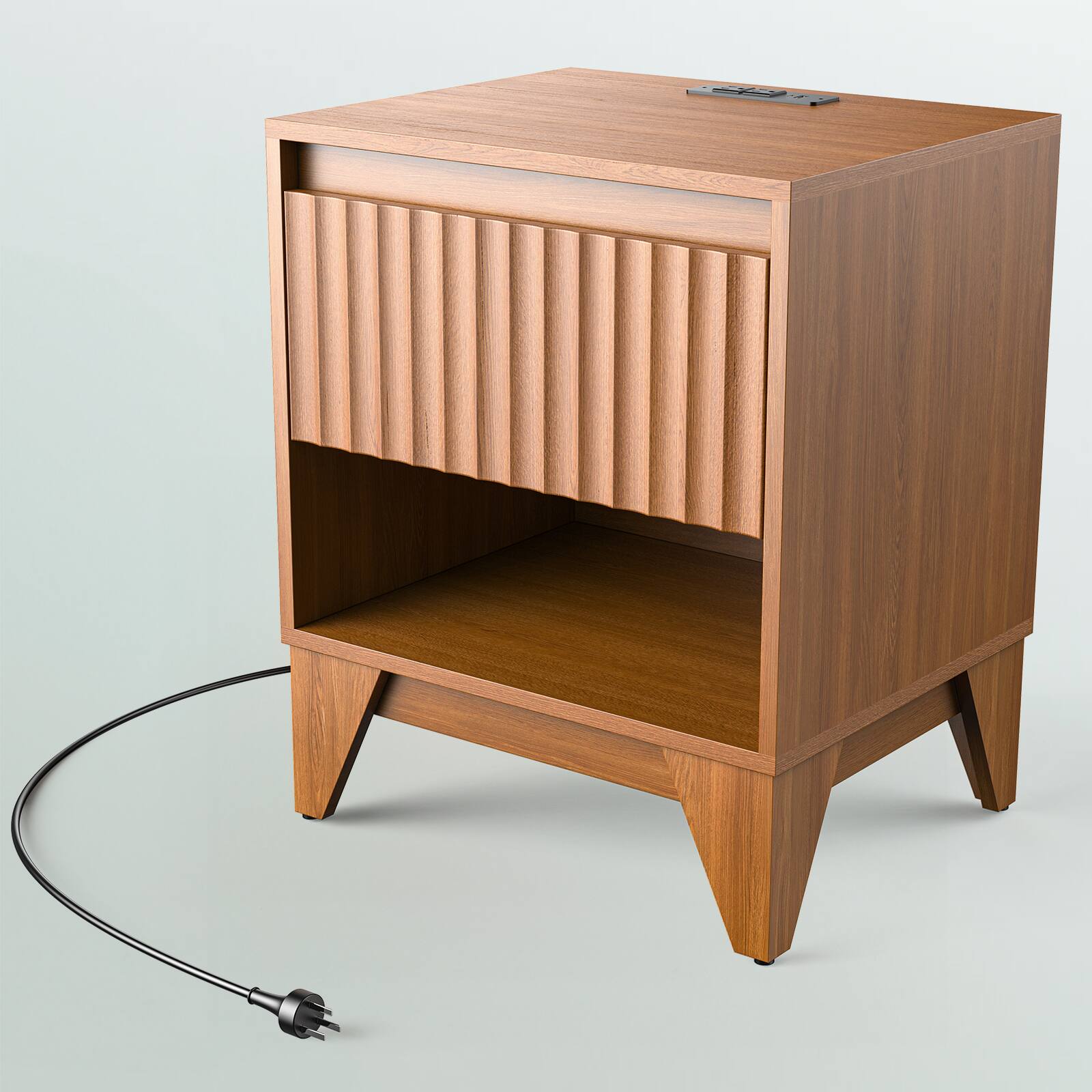 Alt View 6. Koligey - Drawer Nightstand With Charging Station, Versatile Side Table With Storage - brown.