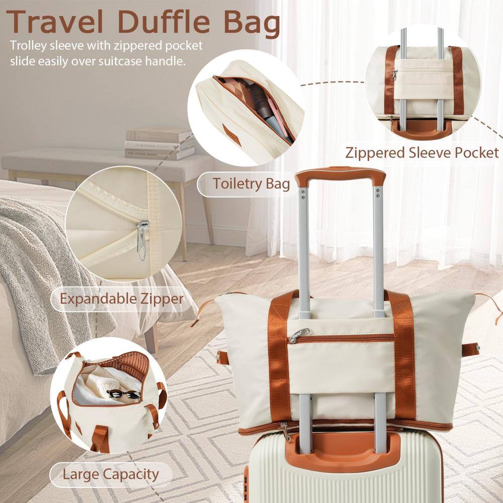 Travel Duffle Bag  
Trolley sleeve with zippered pocket slide easily over suitcase handle.

- Zippered Sleeve Pocket
- Toiletry Bag
- Expandable Zipper
- Large Capacity