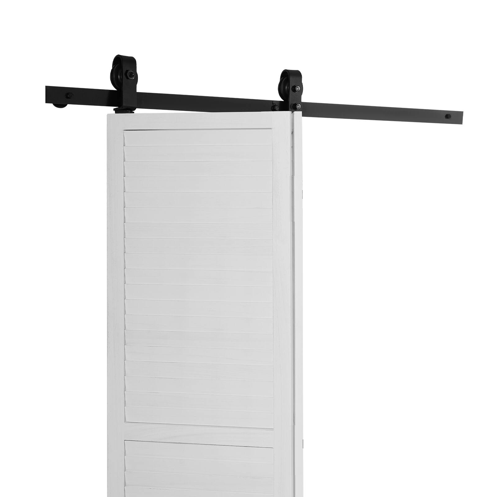 Alt View 5. VEVOR - Bi-Folding Sliding Barn Door Hardware Track Kit, 52" Top Mount Track Kit, Slide Smoothly & Quietly, Easy to Install - Black.
