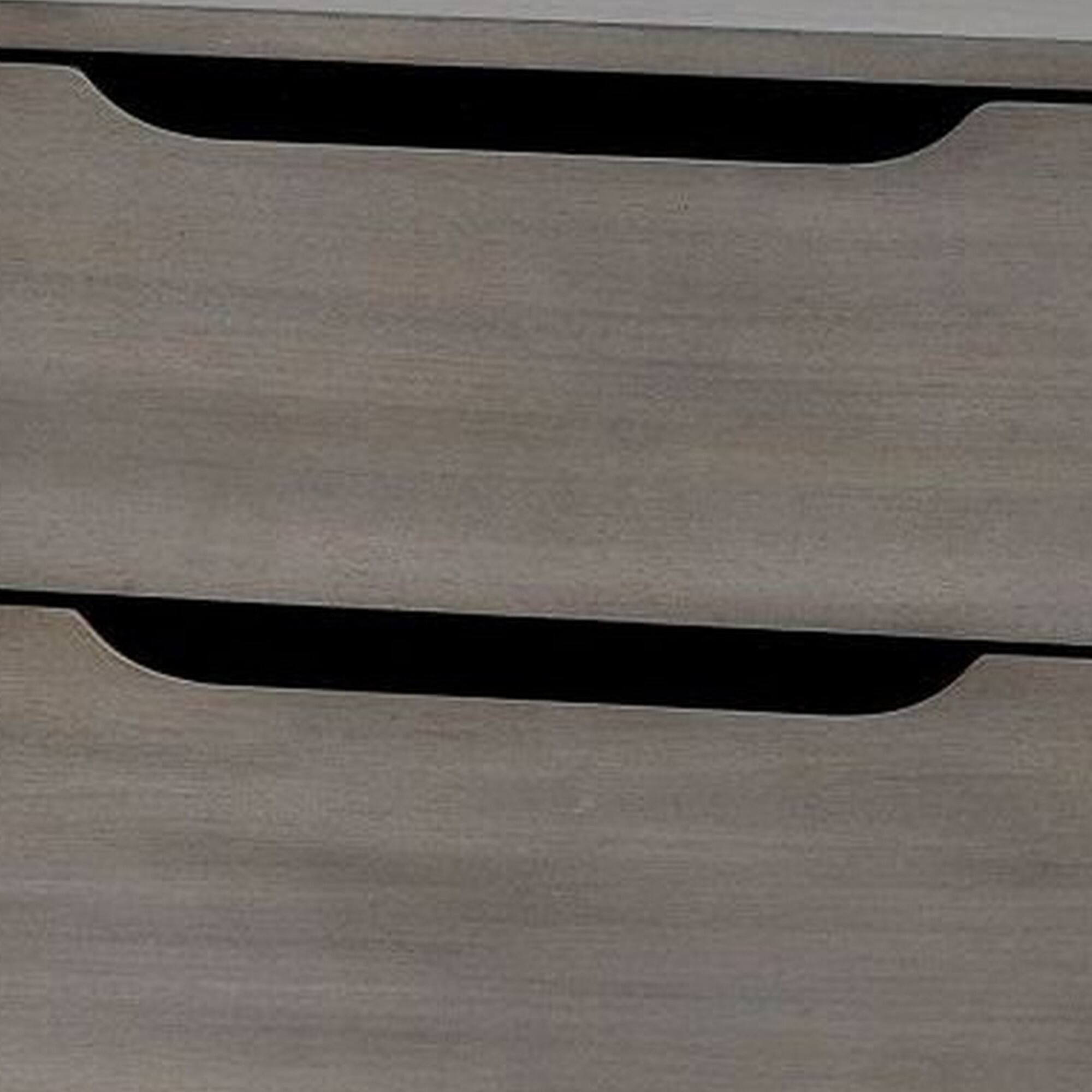 Alt View 3. Manhattan Lane - 2 Drawer Wooden Nightstand with Cut Out Pulls - Gray.