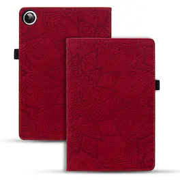 Dteck - Case for Samsung Galaxy Tab A11+/A11 Plus SM-X230 & Tab A9+/A9 Plus SM-X210,Shockproof Embossed PU Leather Folio Cover - Red