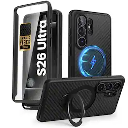 i-Blason - Samsung Galaxy S26 Ultra Cosmo Stand Slim MagSafe Case - Carbon Fiber