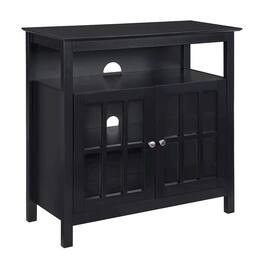 FurniFact - TV Cabinet for 40-inch TV, 4 Shelving Tiers in Black Wood, Cable Management - Brown