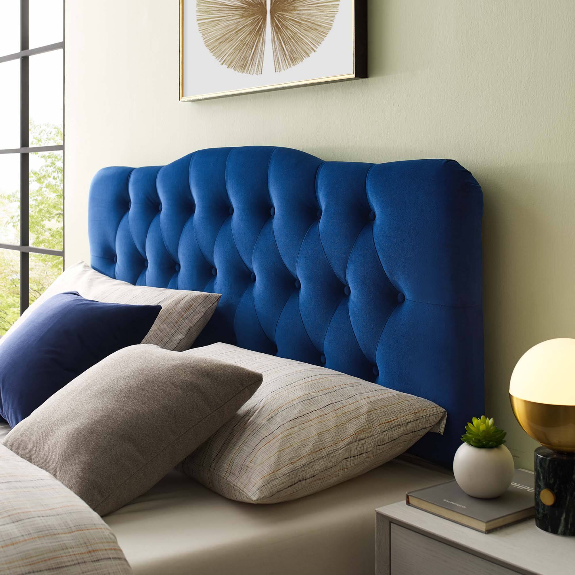 Alt View 2. Modway - Annabel Diamond Tufted Performance Velvet Queen Headboard by Modway - Blue.