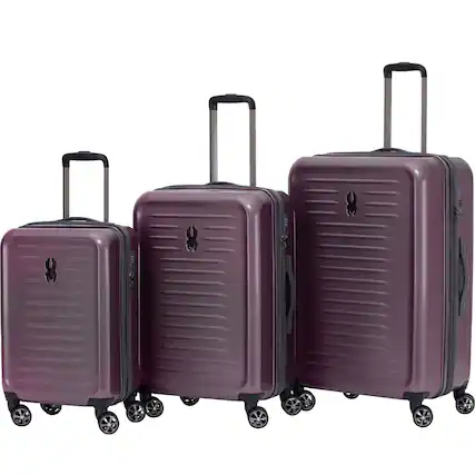 Front. Spyder - Spyder Rails 3 Piece Luggage Set with 360 Spinner Wheels, TSA Approved Lock, (20 Inch, 25 Inch, 29 Inch) - Burgundy.