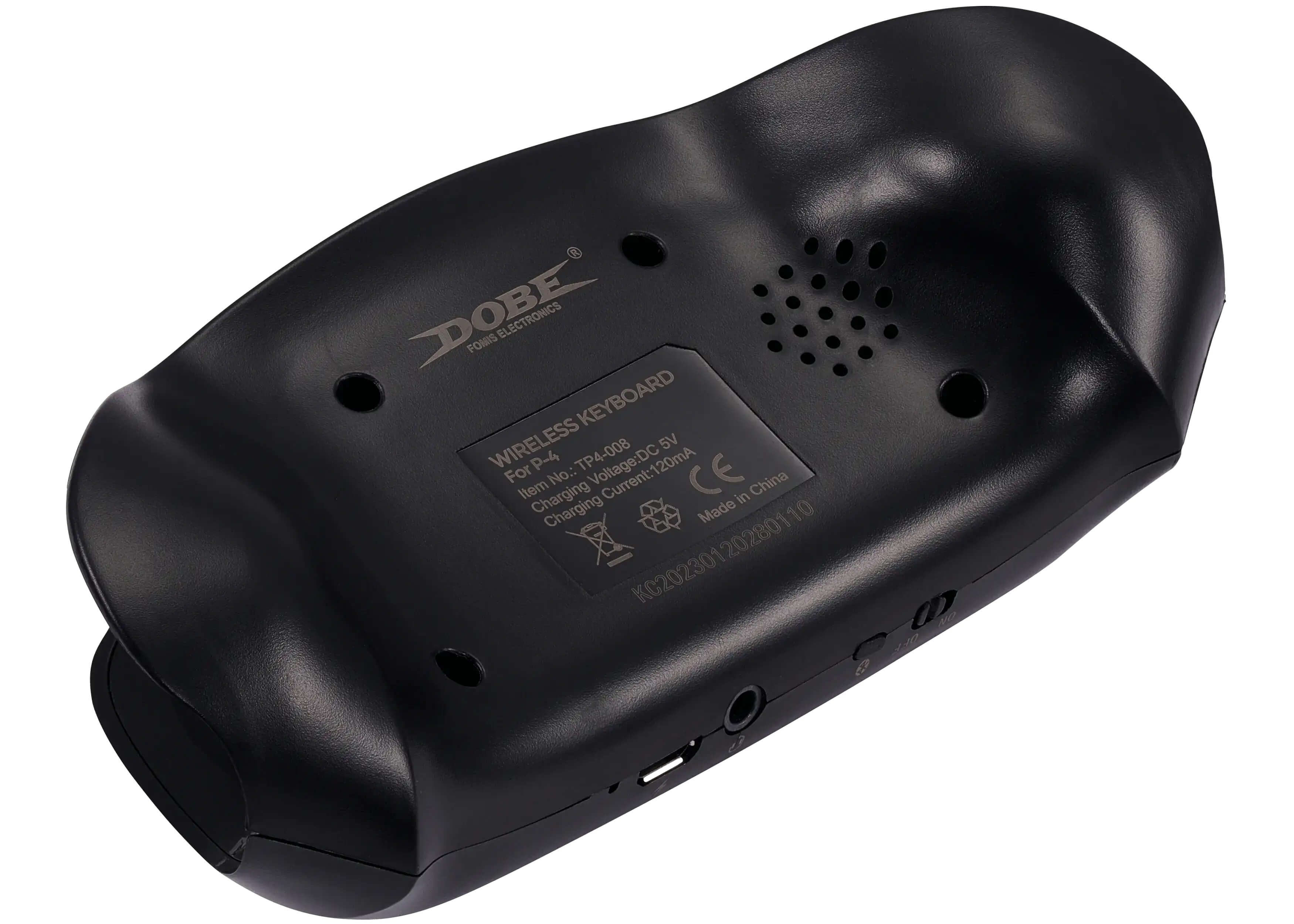 DOBE  
FORMS ELECTRONICS  

WIRELESS KEYBOARD  
For P-4 TP4-008  
Item No.: TP4-008  
Charging Voltage: 5V  
Charging Current: 120mA  
Made in China  

CE  

KC20230120280110