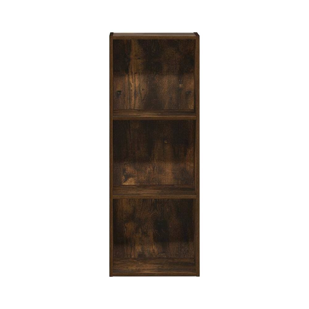Back. FurniFact - Wooden Bookcase with Adjustable Shelves and Durable Design - Amber Pine.