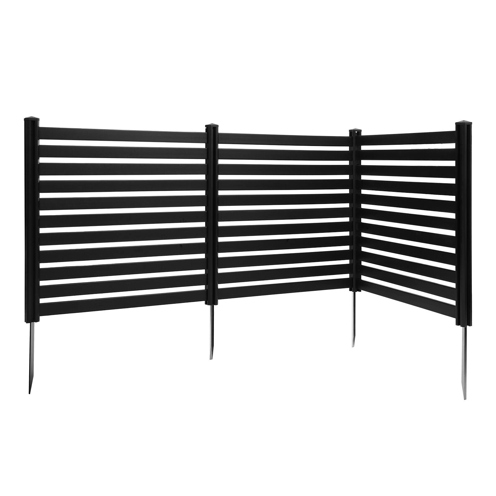 Alt View 5. VEVOR - 3 Panels Outdoor Privacy Screen, 50 x 48 in Air Conditioner Fence with 27.6 in Ground Stakes, Pool Equipment Enclosure - Black.