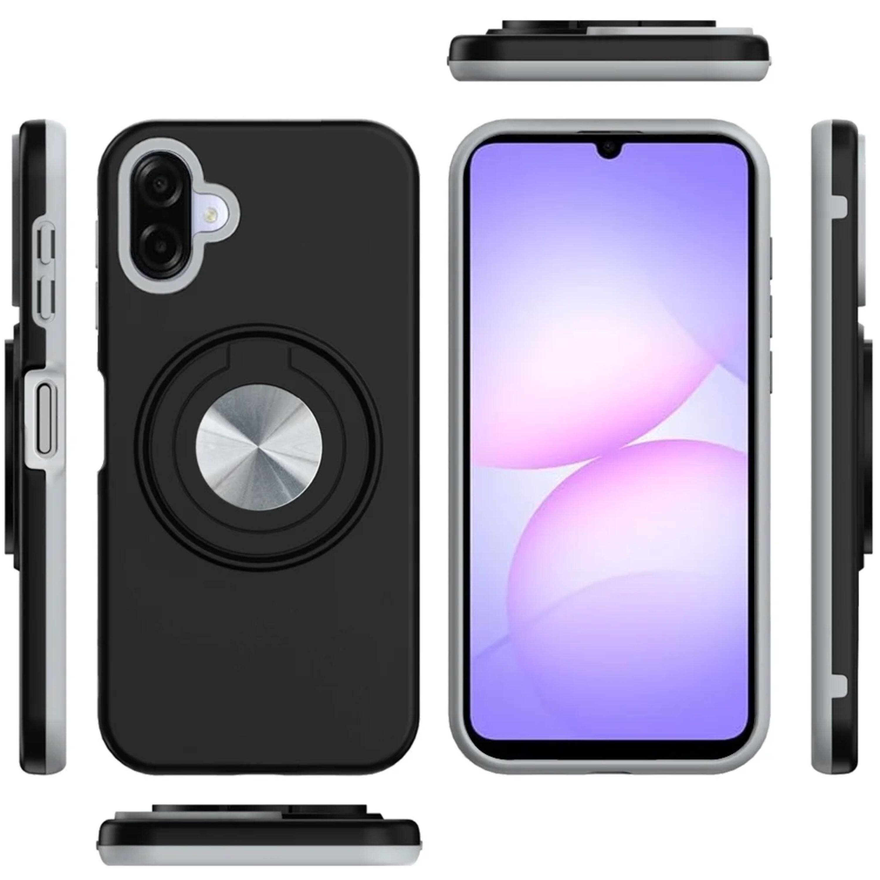 Left. Kitcheniva - Solid Rugged Shockproof Cover Phone Case With Tempered Glass For Samsung Galaxy A07 Blue - Blue.