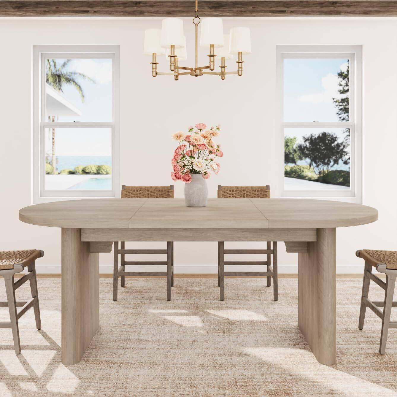 Alt View 4. Acekool - Kitchen Table 70 Oval Dining Table for 6 to 8 People Long Large Kitchen Table for Dining Room, Home Office, Living Room - Multiple colors.