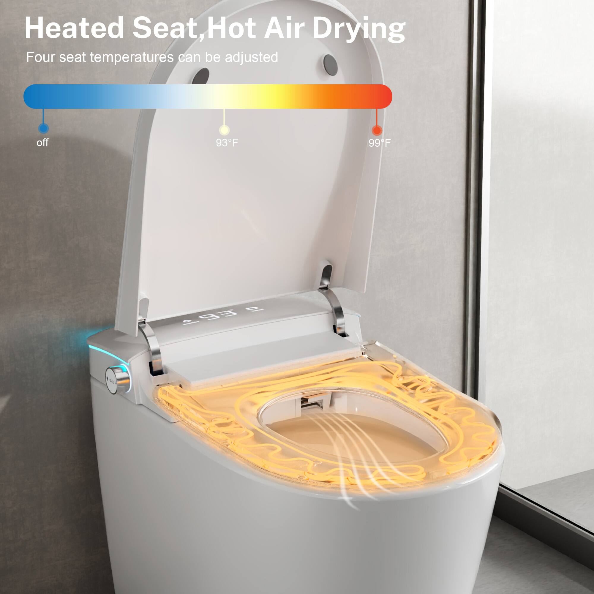 Heated Seat, Hot Air Drying  
Four seat temperatures can be adjusted  
off 93°F 99°F