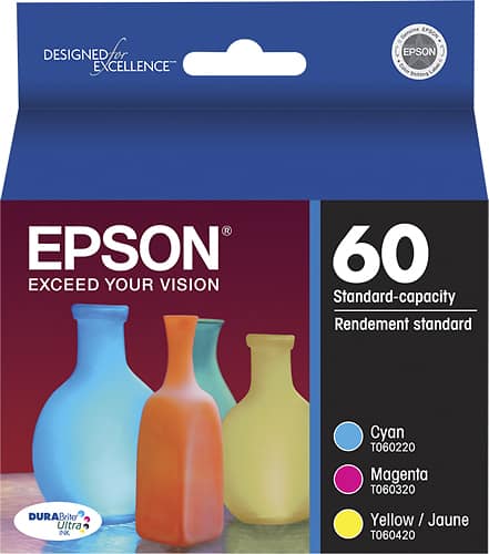 Front. Epson - 60 3-Pack Ink Cartridges - Cyan/Magenta/Yellow.