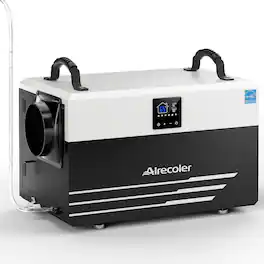 Airecoler - 155 Pints Commercial Dehumidifier with Pump for Crawl Space and Basement Up to 6,500 Sq. Ft 16.4 Ft Drain Hose - White & Black