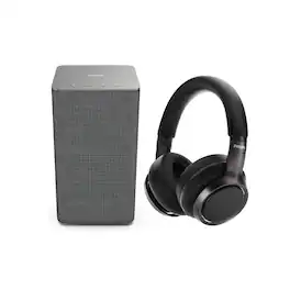 Philips - Audio W6205 Bluetooth Speaker with H9505BK Over-Ear Wireless Headphones - Black