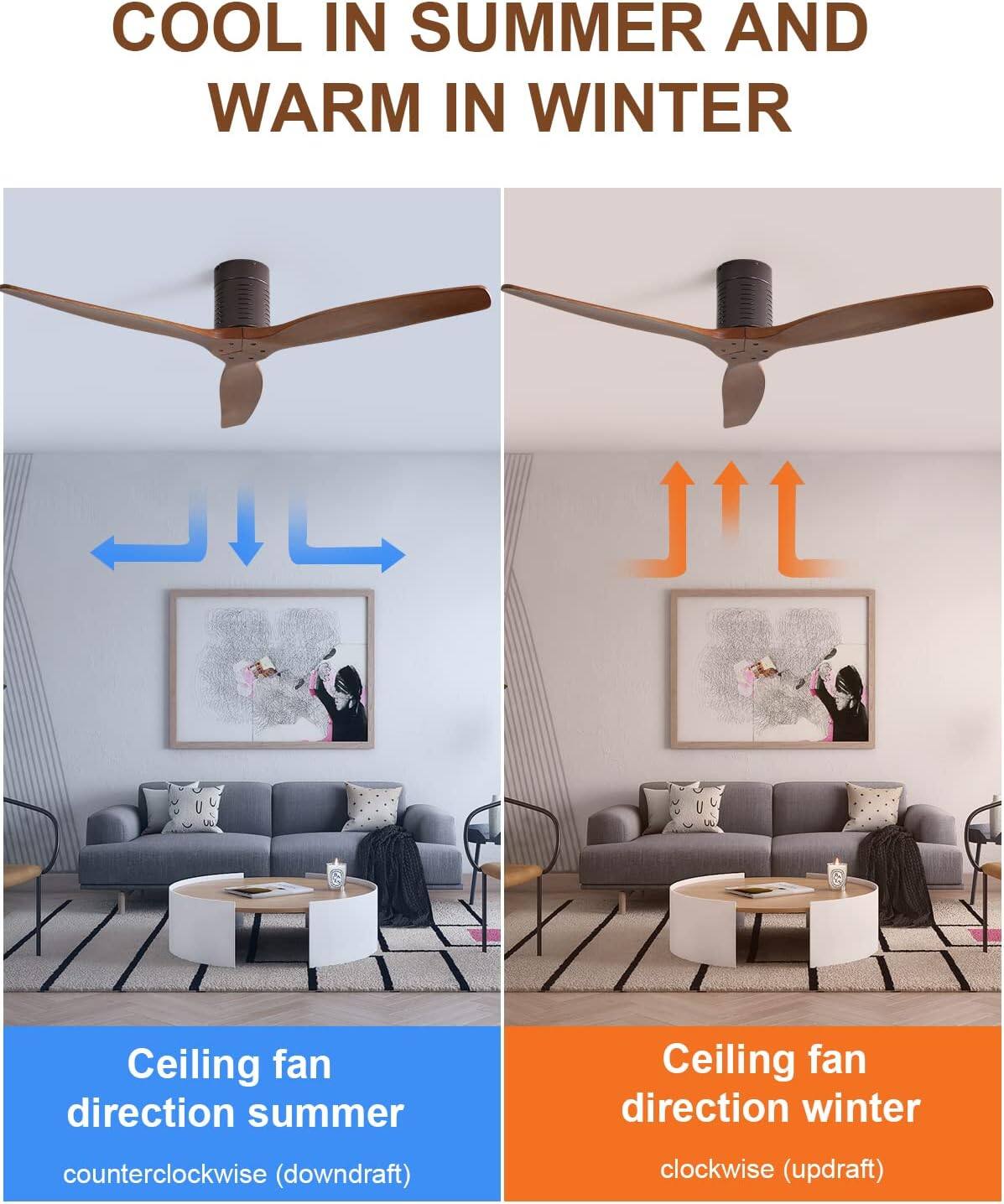 COOL IN SUMMER AND WARM IN WINTER

Ceiling fan direction summer: counterclockwise (downdraft)

Ceiling fan direction winter: clockwise (updraft)