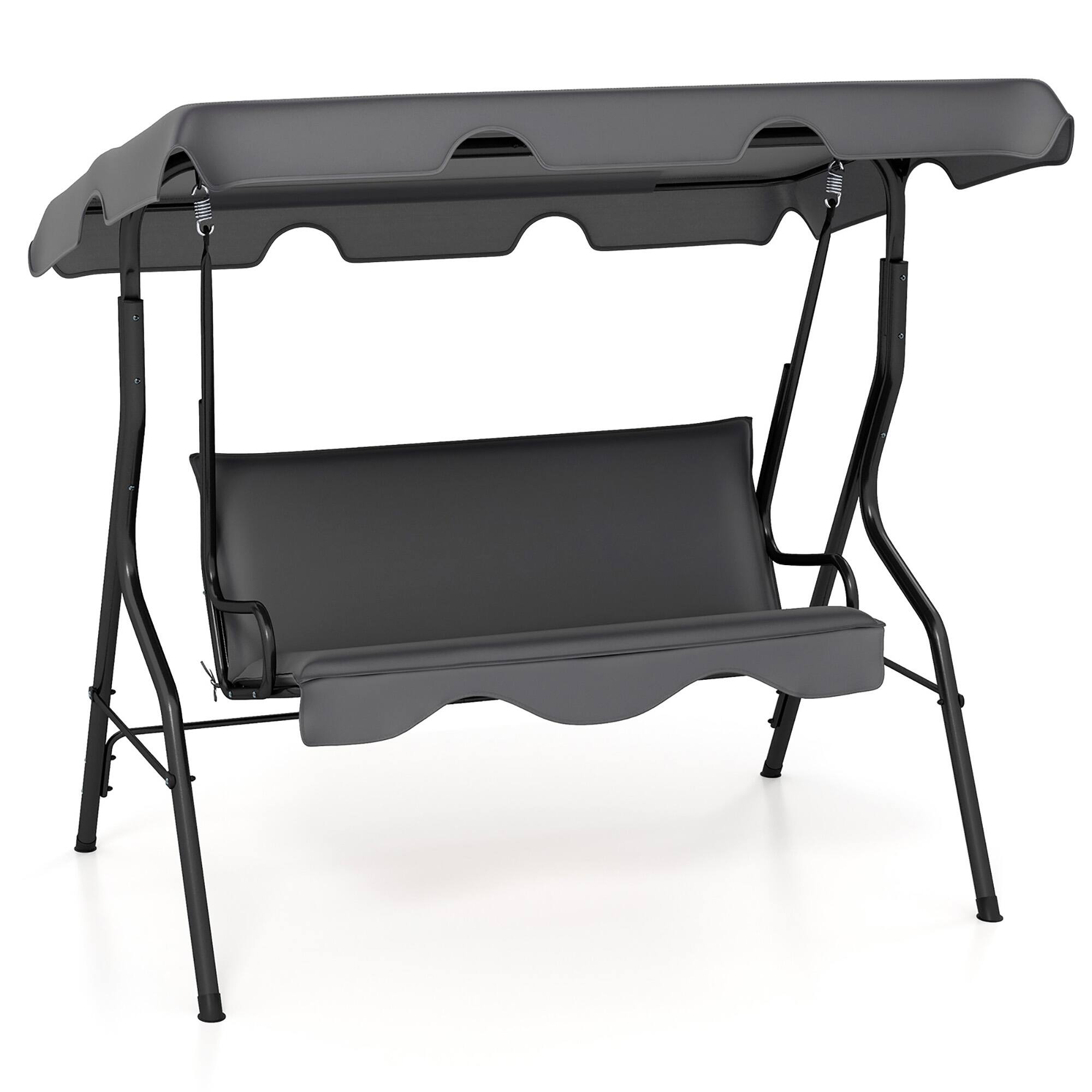 Alt View 1. Gymax - Gymax 3-Person Swing Chair Porch Swing Seat w/ Adjustable Canopy Removable Cushion Gray - Gray.