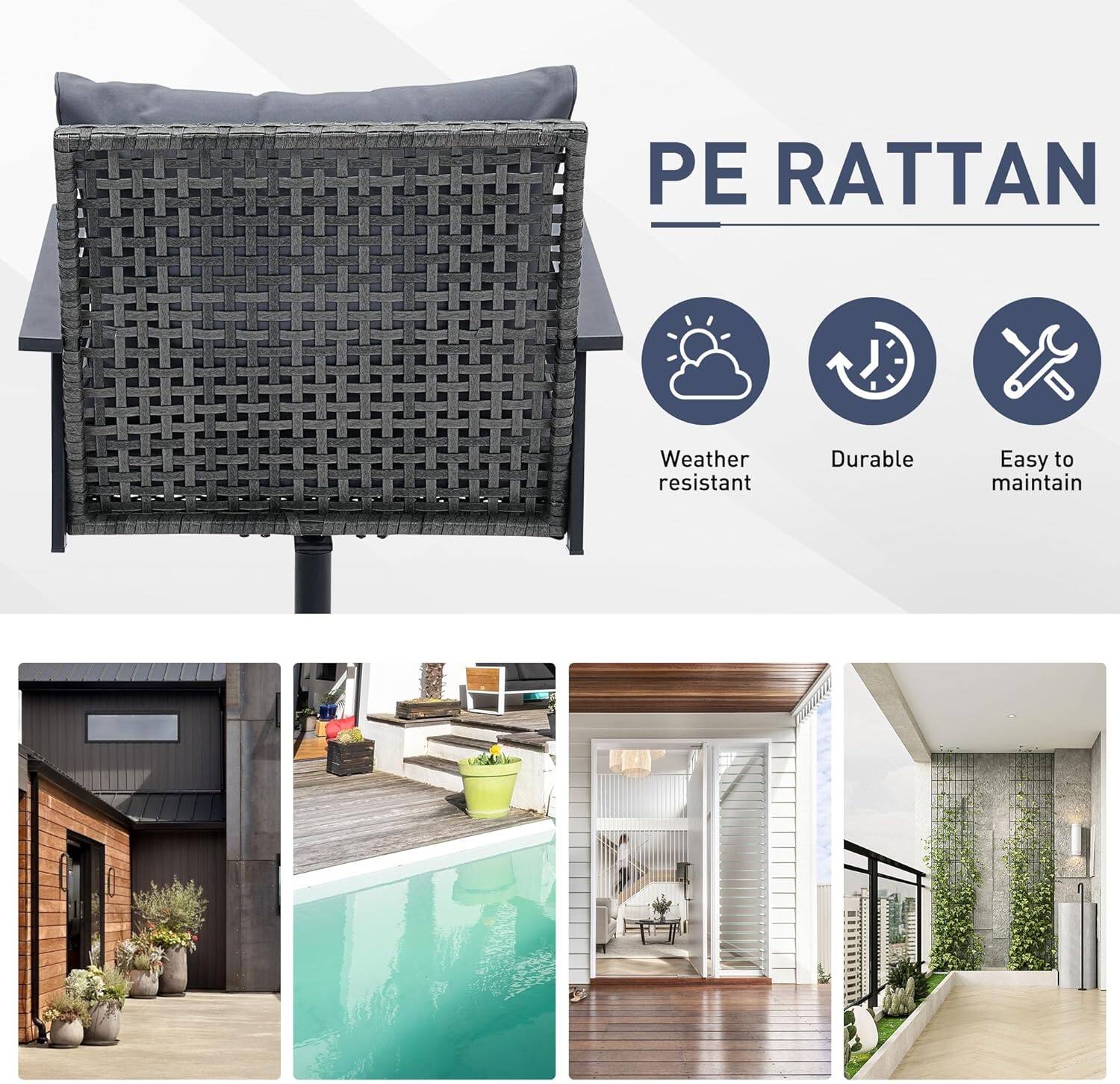 PE RATTAN  
Weather resistant  
Durable  
Easy to maintain