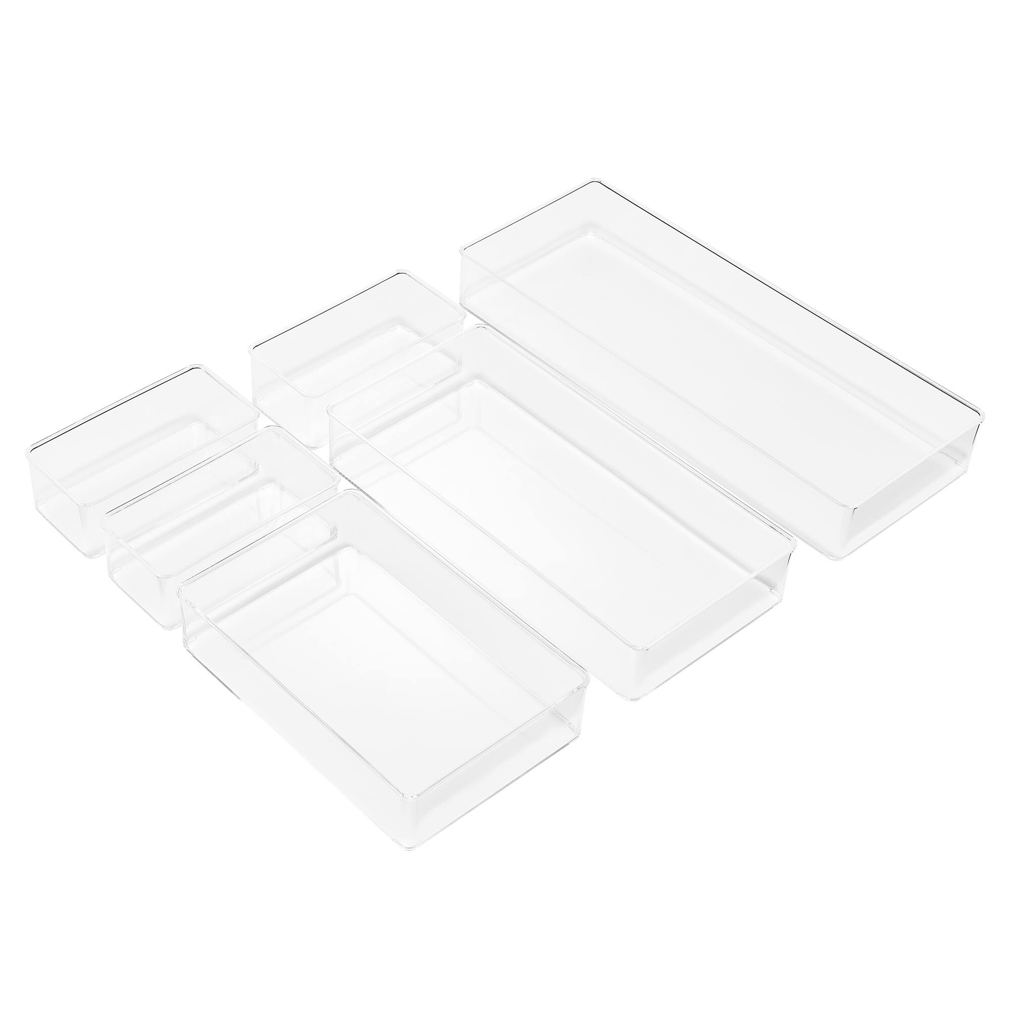Angle. Sorbus - Sorbus Clear Drawer Organizer Set, Multi-Purpose Bins for Office Supplies, Craft Materials, and More - Six.