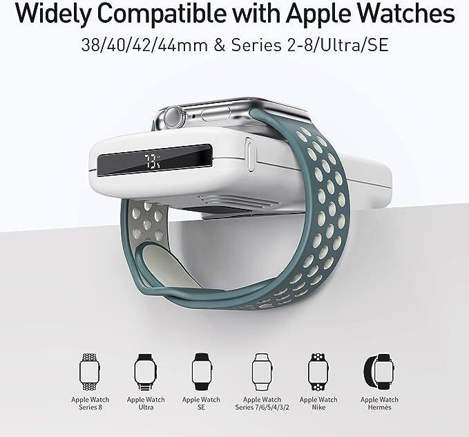 Widely Compatible with Apple Watches  
38/40/42/44mm & Series 2-8/Ultra/SE  

Apple Watch Series 8  
Apple Watch Ultra  
Apple Watch SE  
Apple Watch Series 7/6/5/4/3/2  
Apple Watch Nike  
Apple Watch Hermes