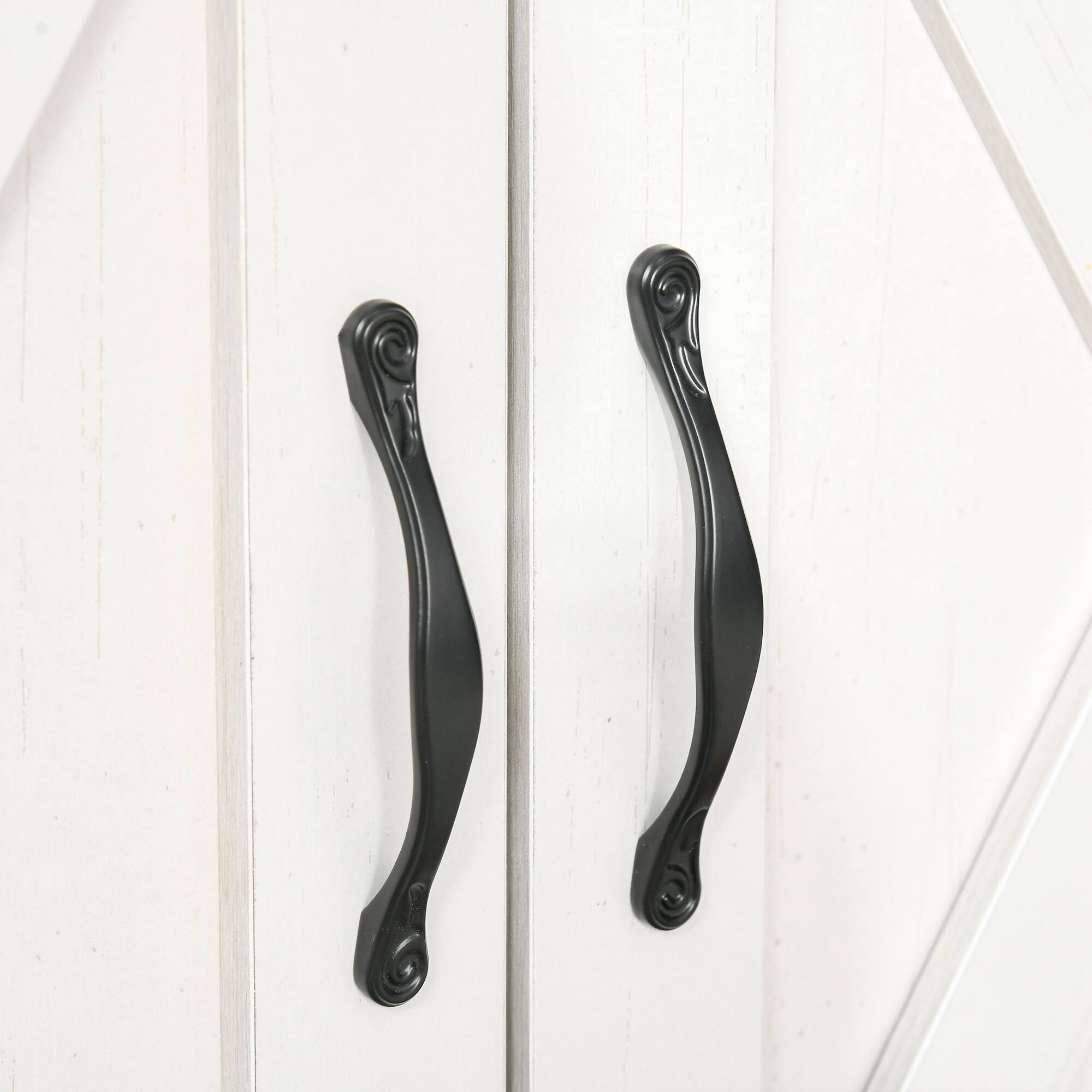 Alt View 8. Homcom - Sideboard Cabinet with Barn Doors Kitchen Buffet Cabinet with Drawer and Adjustable Shelf Stone White - White.