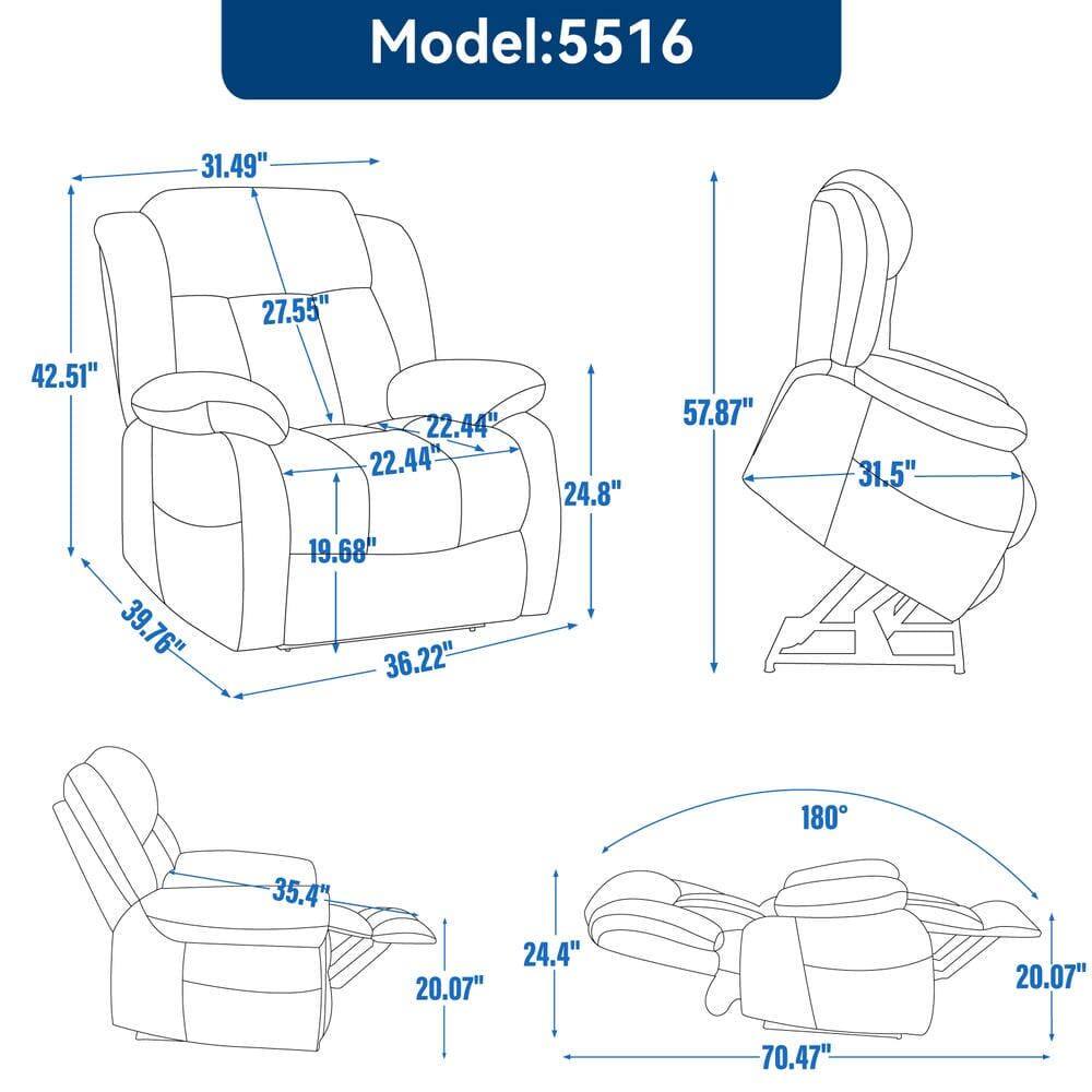 Model: 5516

- 31.49"
- 27.55"
- 42.51"
- 22.44"
- 22.44"
- 24.8"
- 57.87"
- 31.5"
- 39.76"
- 19.68"
- 36.22"
- 180°
- 35.4"
- 20.07"
- 24.4"
- 20.07"
- 70.47"
